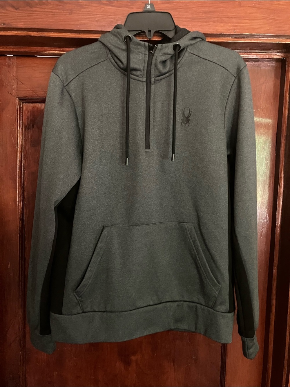 Spyder Men's Dark Gray Half-Zip Hooded Pullover size small NEW